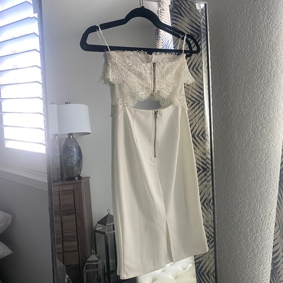 Miss Avenue | S | Off White Lace Cutout Strapless Dress Set - Picture 2 of 2